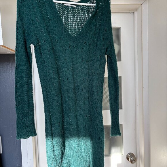 Turquoise V-neck sweater dress size small - Picture 1 of 4